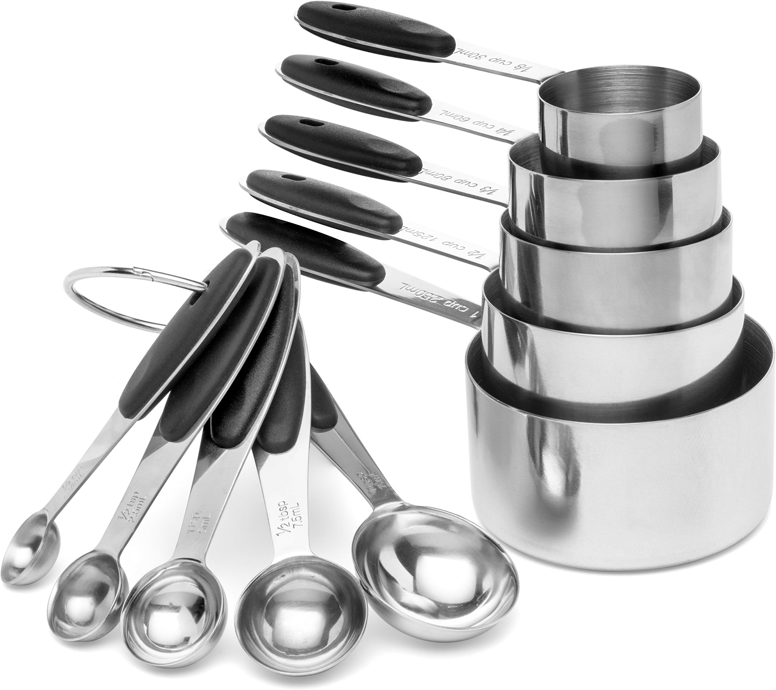 Measuring Cups and Spoons Stainless Steel - Perfect for Measuring Liquid and Dry Ingredients (Spoons and Cups Set of 10)
