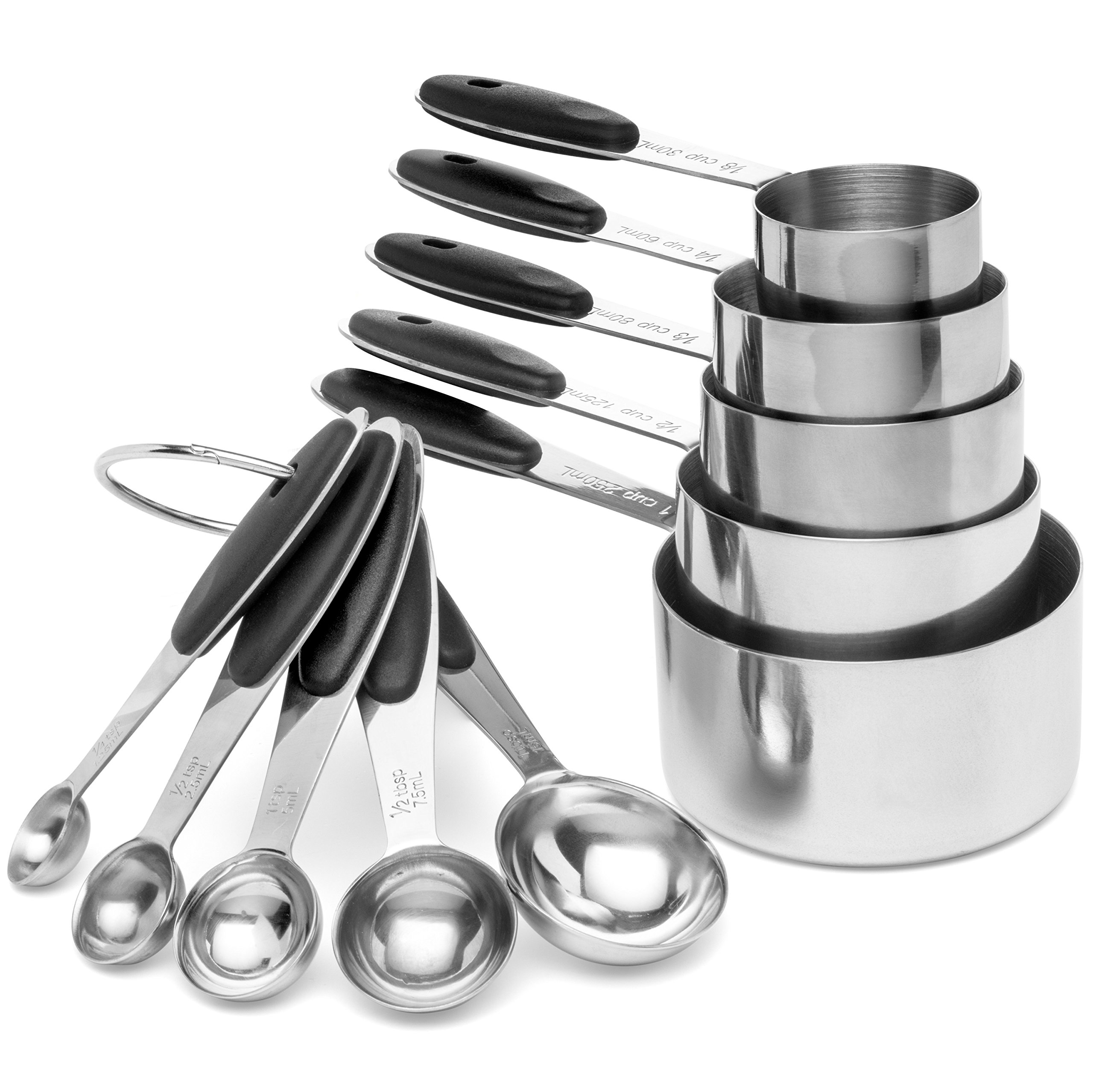 Measuring Cups and Spoons Stainless Steel - Perfect for Measuring Liquid and Dry Ingredients (Spoons and Cups Set of 10)