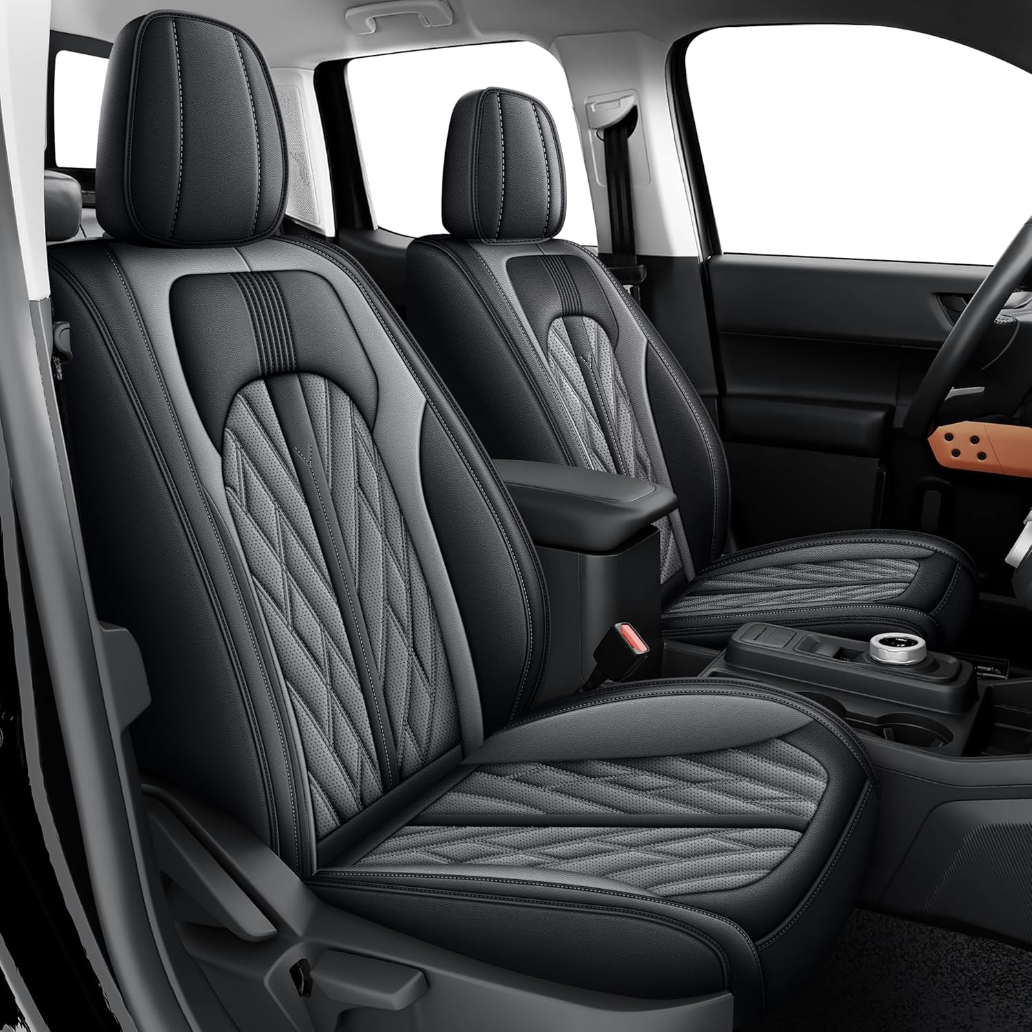 Seat Covers Fit for Ford Maverick : 2022-2024 2025 2026 Pick-up Truck Full Set Car Seat Covers (Black&Grey, 5 Seats)