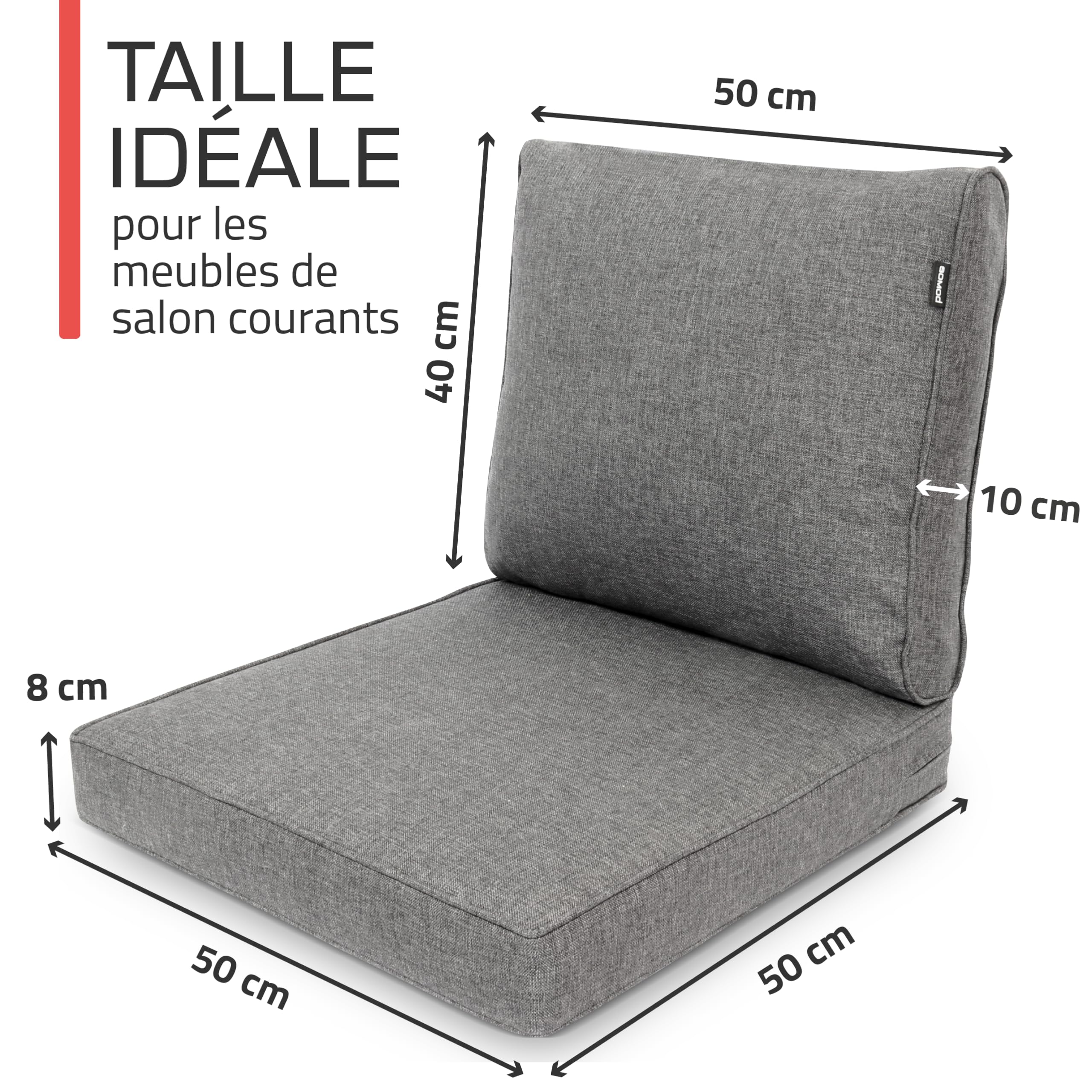 BOMOE Premium Lot de 2 Coussins Jardin Protection UV Lavable pour Fauteuil