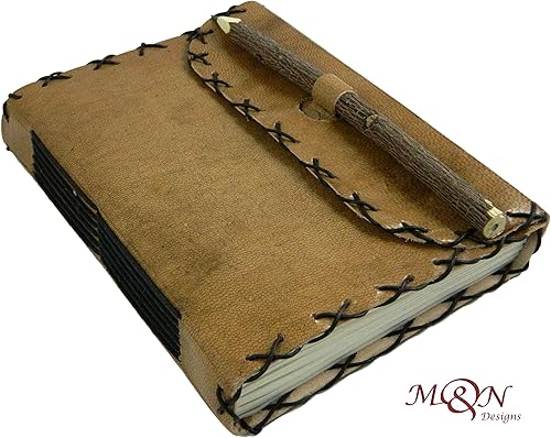 Miniatura 3 de M & N Designs M&N - Diario de cuero hecho a mano con bolígrafo para hombres y mujeres, el mejor regalo para cuaderno de bocetos de arte, diario de