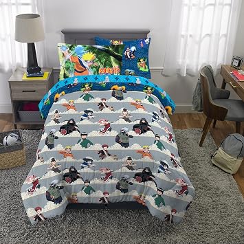 Naruto Anime Bedding Super Soft Comforter And Sheet Set With Sham, 5 Piece Twin Size, By Franco