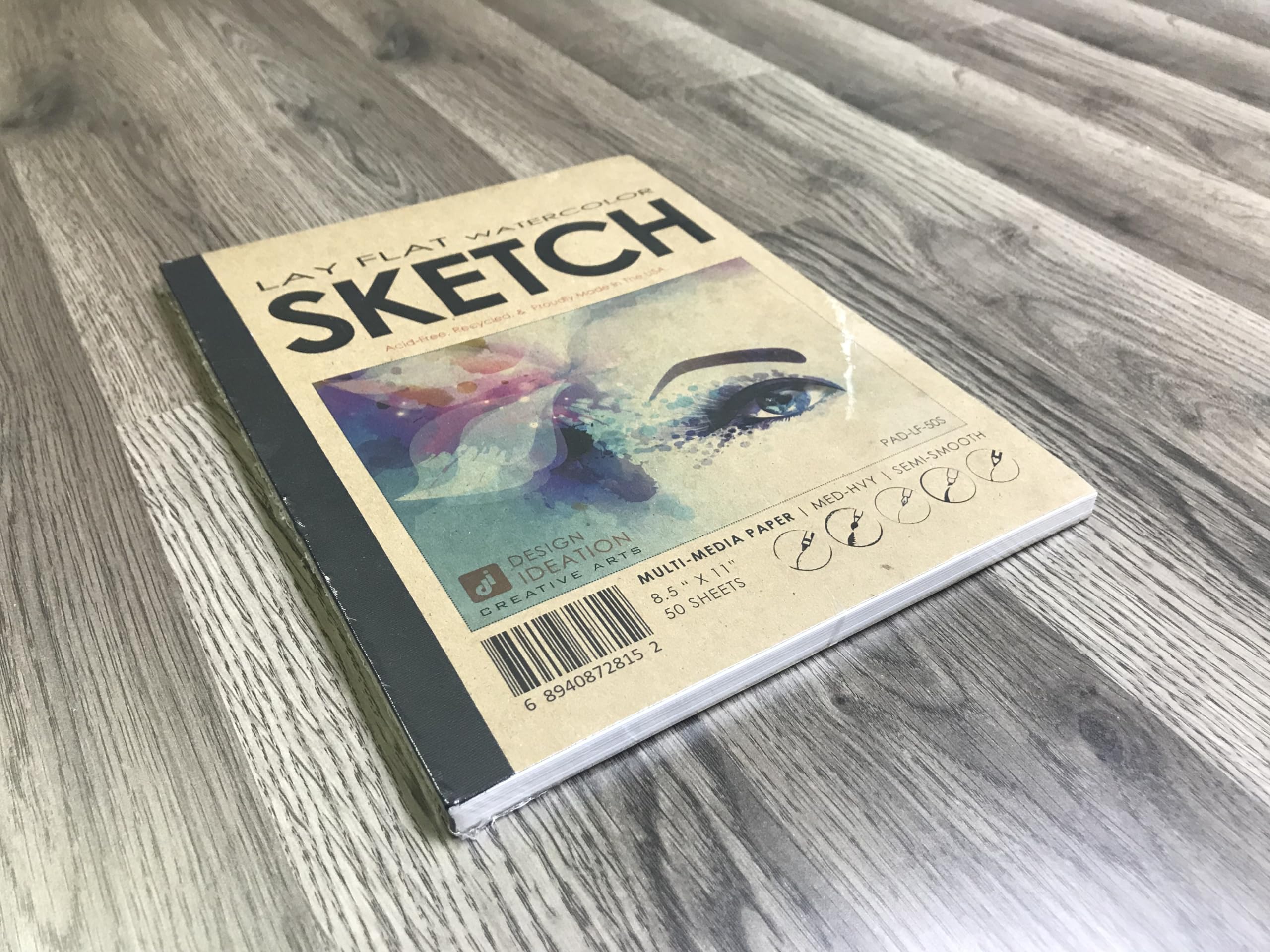 Skizzenblock, flach, Aquarellfarben Skizzenbuch mit herausnehmbarem Blatt für Bleistift, Kohle und Aquarellfarben Ideal für Kunst, Design und Bildung. 21.6x27.9 cm 8.5"x11" natur
