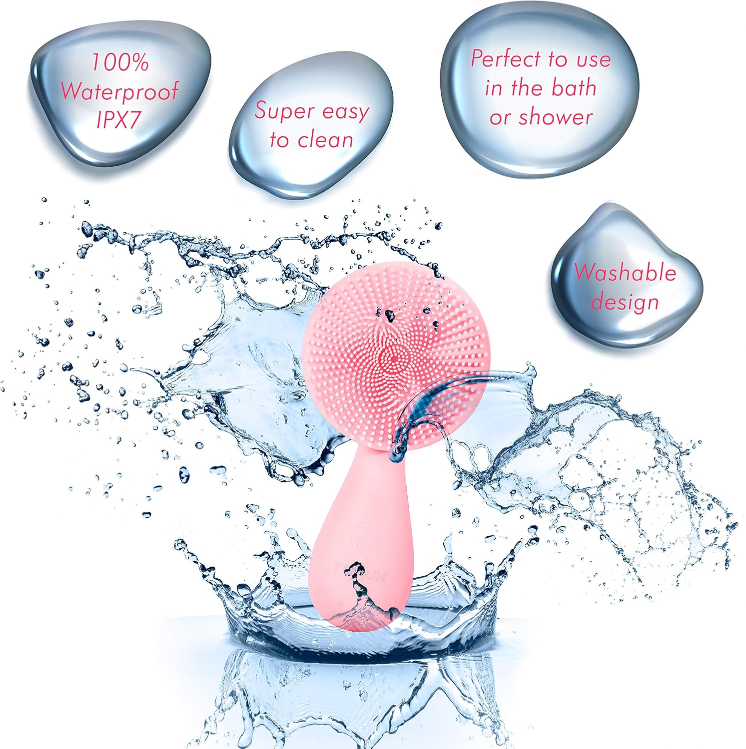 RONUX 2 in 1 Silicone Facial Cleansing Brush, Deep Cleanser Skincare Tools, Electric Waterproof Massager & Exfoliator - Image 4