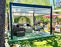 Vista 38 de PURPLE LEAF 94AS - Pérgola pequeña de aluminio compacto de 10 x 12 pies con techo rígido con listones ajustables para patio, cubierta de terraza