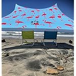 Neso Portable Beach Tent Sun Shelter with Sand Anchor - Lightweight Beach Shade Canopy - Easy Setup for Family Outings - Patented Reinforced Corners - UPF 50+ Sun Protection - 7 x 7ft - Flamingos