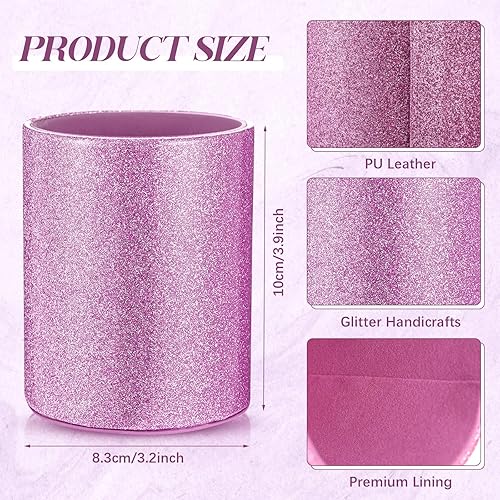 Miniatura 2 de Sabary 8 bolígrafos con soporte para bolígrafo para escritorio, con diamantes de cristal con brillantina, organizador de escritorio, bonitos