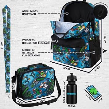 Get Trend Minecraft Boys Large Backpack 46cm, 5 Piece Set
