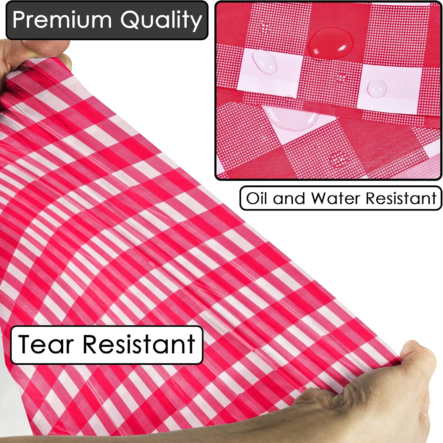 FMP Brands 10 Pack Checkered Red Plastic Tablecloth 54 x 108 Inch - Rectangle, Reusable Cover, Disposable, Party Decoration Birthday Supplies Outdoor Picnic Camping Baby Shower Wedding