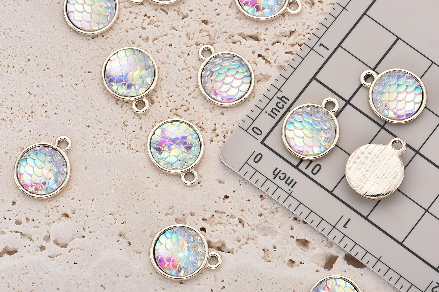 Pack of 80 Mermaid Scale Enamel Charms Gold Plated Colored Pendants Hawaii Style Accessories for Necklace Bracelet Jewelry Making DIY Crafting - Image 2