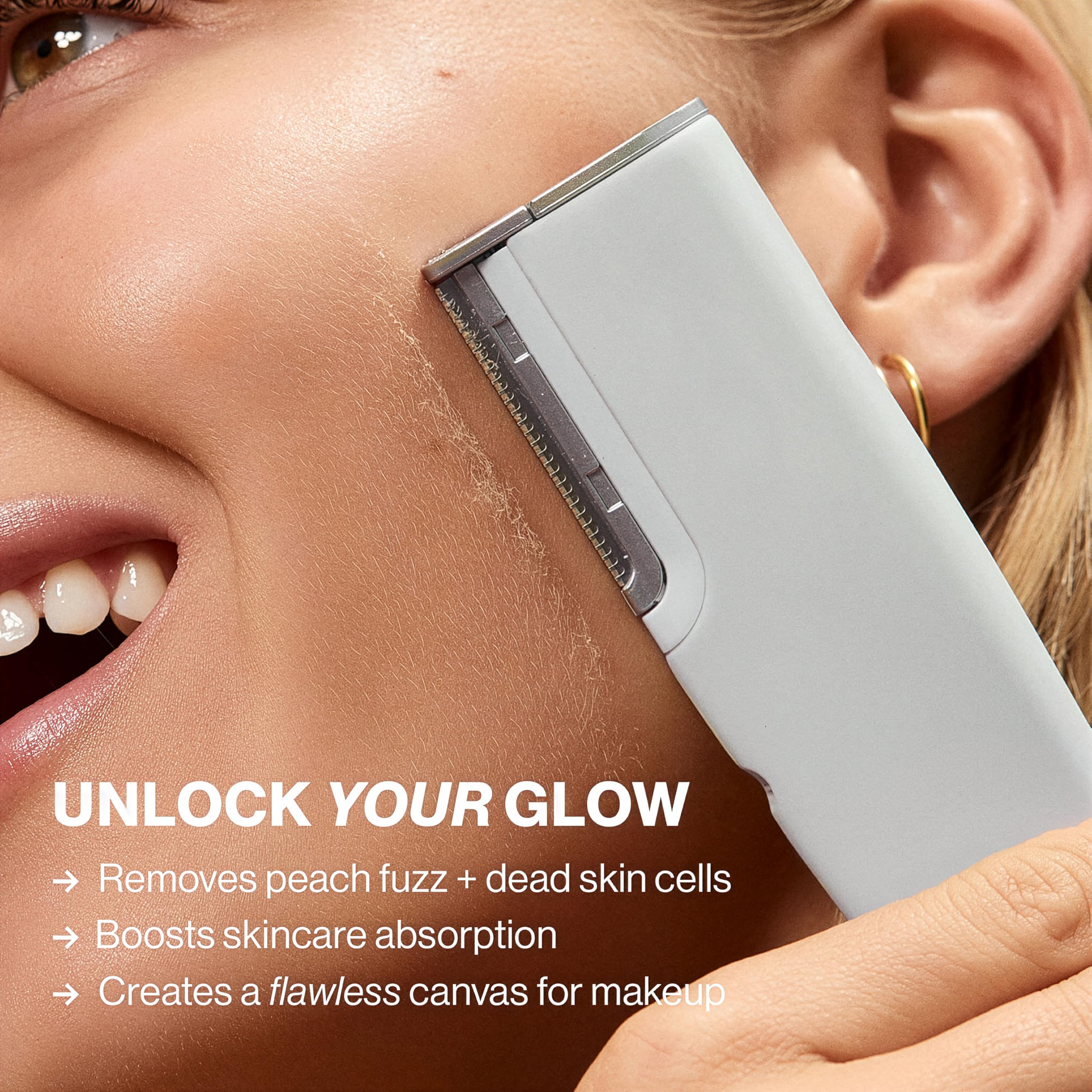 DERMAFLASH Urządzenie LUXE plus, narzędzie przeciwstarzeniowe, złuszczające, usuwanie włosów i dermaplaning z technologią Sonic Edge i 4 tygodnie leczenia, kamień