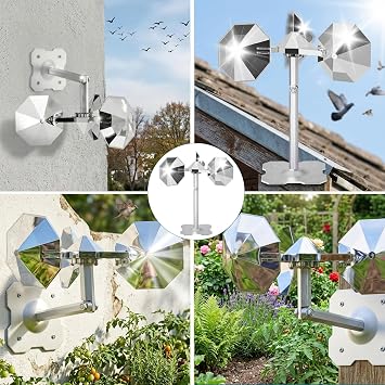 Bird Scare Reflective Device,Silver, Wind Powered Spinning, Bird Reflectors, Keep Pigeon Woodpeckers and Seagull Away for Garden Patio Yard,1PCS