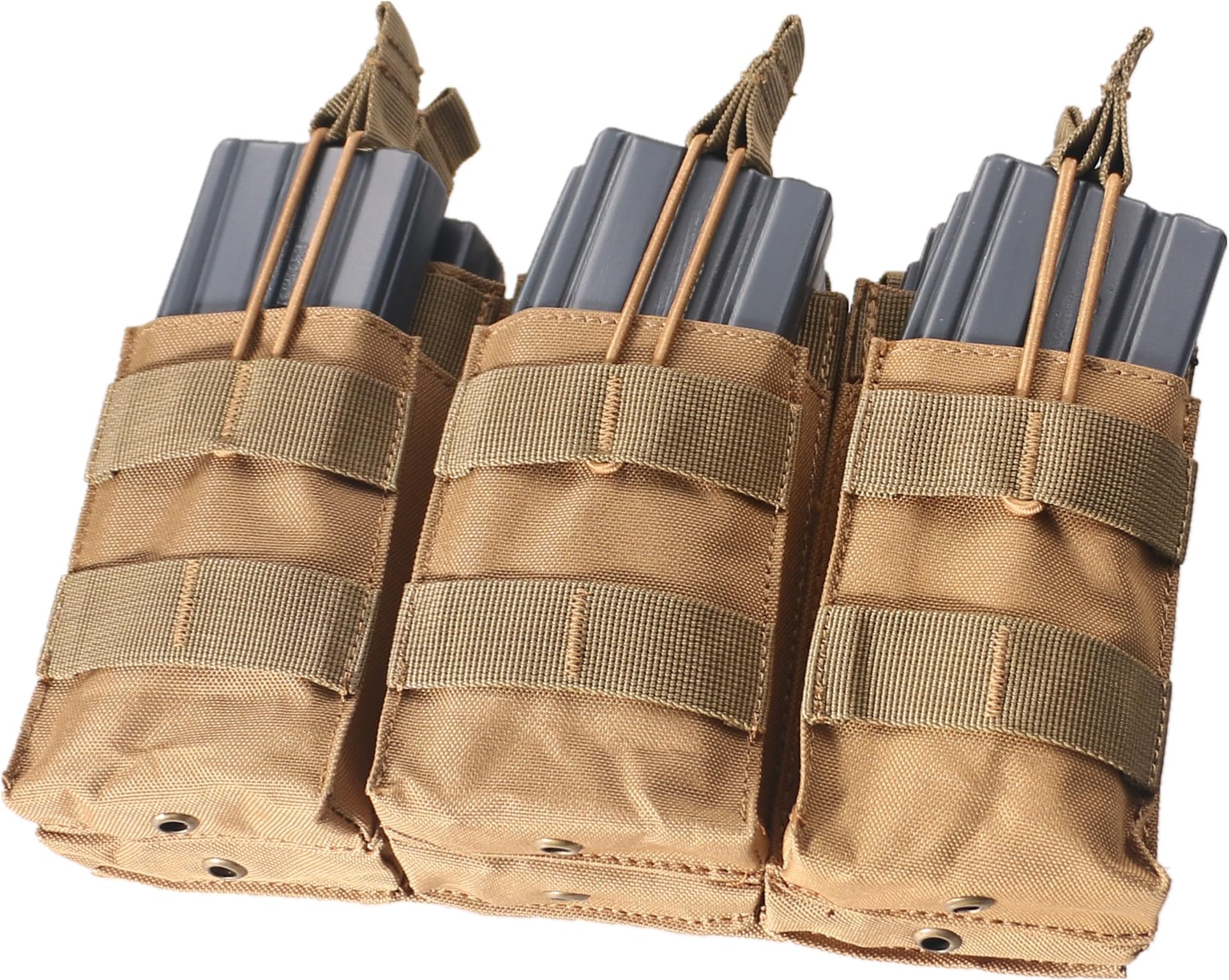NordStone Tactical Triple Stacker M4 M16 Open Top Magazine Pouch 5.56 MOLLE MAG Pouch with Bungee System