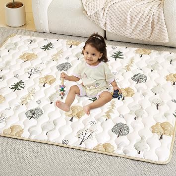 Baby Play Mat, 50" x 50" Playpen Mat, Extra Large Foldable Padded Baby Play Mats for Floor, Machine Washable Mat for Babies 6-12 Months