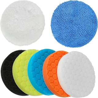 Esponja de pulido CDDCWZ (7 piezas 150 mm) almohadilla de pulido juego de velcro almohadilla de pulido juego de espuma de pulido versátil para lijadora pulidora excéntrica