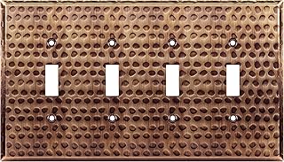LIDER Toggle Light Switch Metal Wall Plate, Stainless Steel Switch Cover, Corrosion Resistant, Mid-Size 4-Gang 4.88" x 8.58", 201 Stainless Steel, LMWP-14M-HAC, Hammered Antique Copper