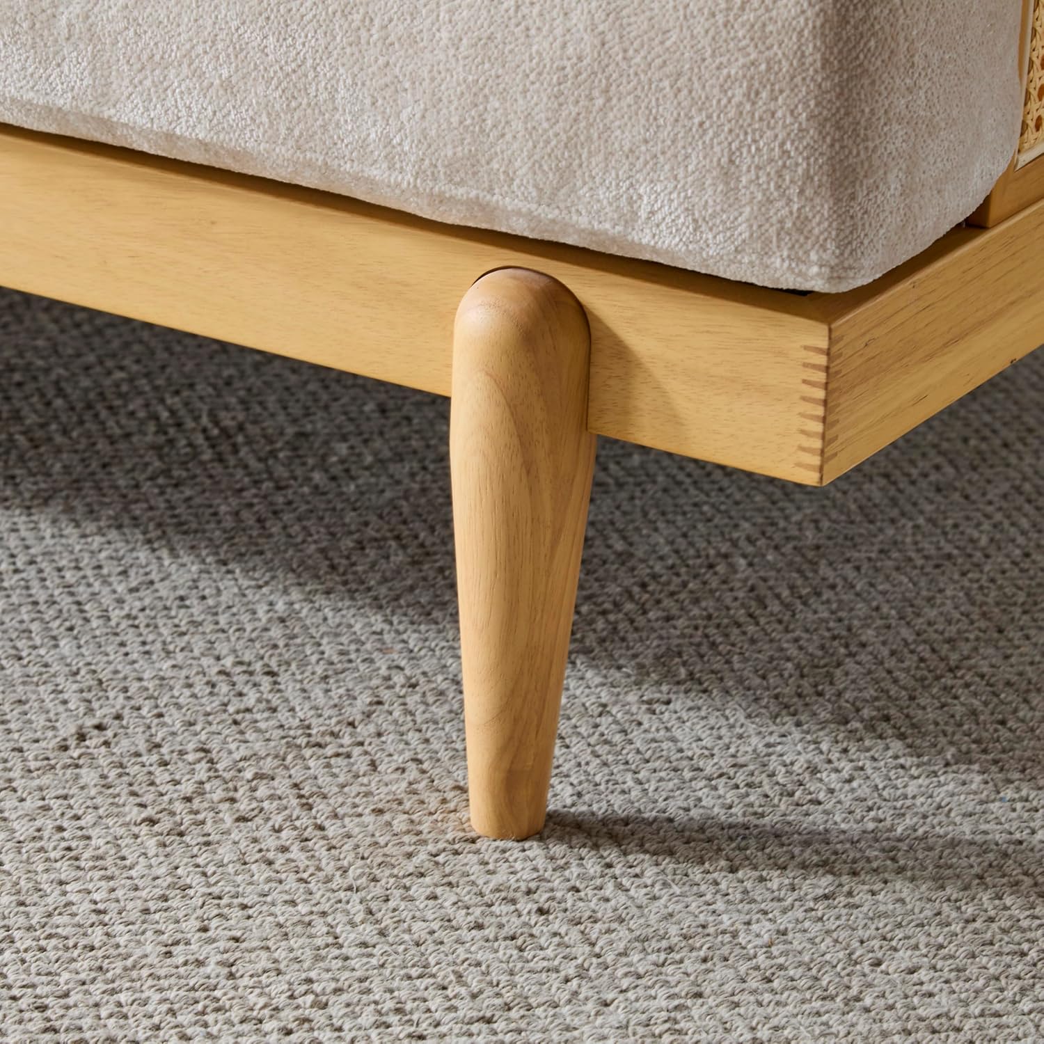 Merax 72" Spacious 2-Seater Sofa Couch with Armrests, Cane Rattan Wooden Frame Loveseat Sofa for Living Rooms, Bedrooms, Apartment, Office (Natural+Beige)