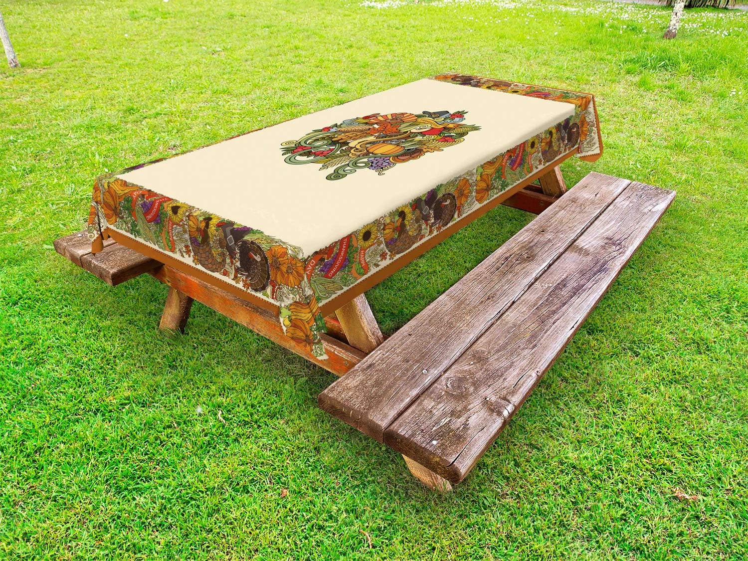 Ambesonne Clock Outdoor Tablecloth, Realistic Look Cogwheels Mechanism Gear Engineering and Technologic Themed Pattern, Decorative Washable Picnic Table Cloth, 58" X 120", Grey Silver