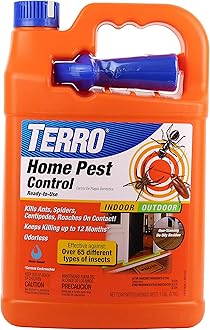 TERRO T3400B Indoor And Outdoor Home Insect Killer, 1 Gallon – Kills Ants, Cockroaches, Spiders, Fleas and Ticks, Orange