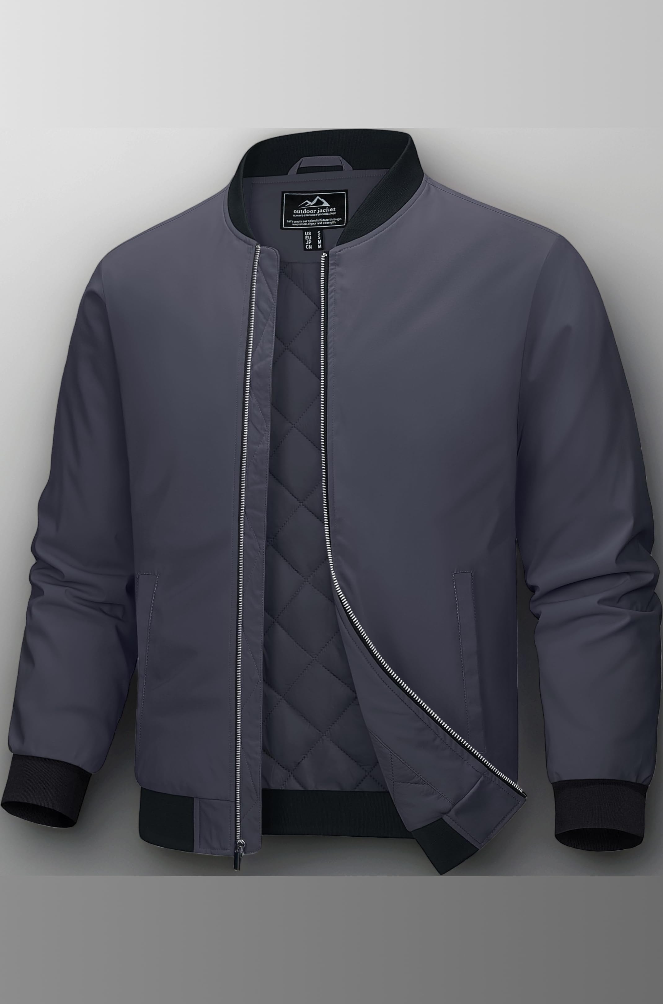 MAGCOMSEN Winter Jacket for Men Bomber Casual Jackets Full Zip Windproof Warm Jacket Quilted Padded Coat