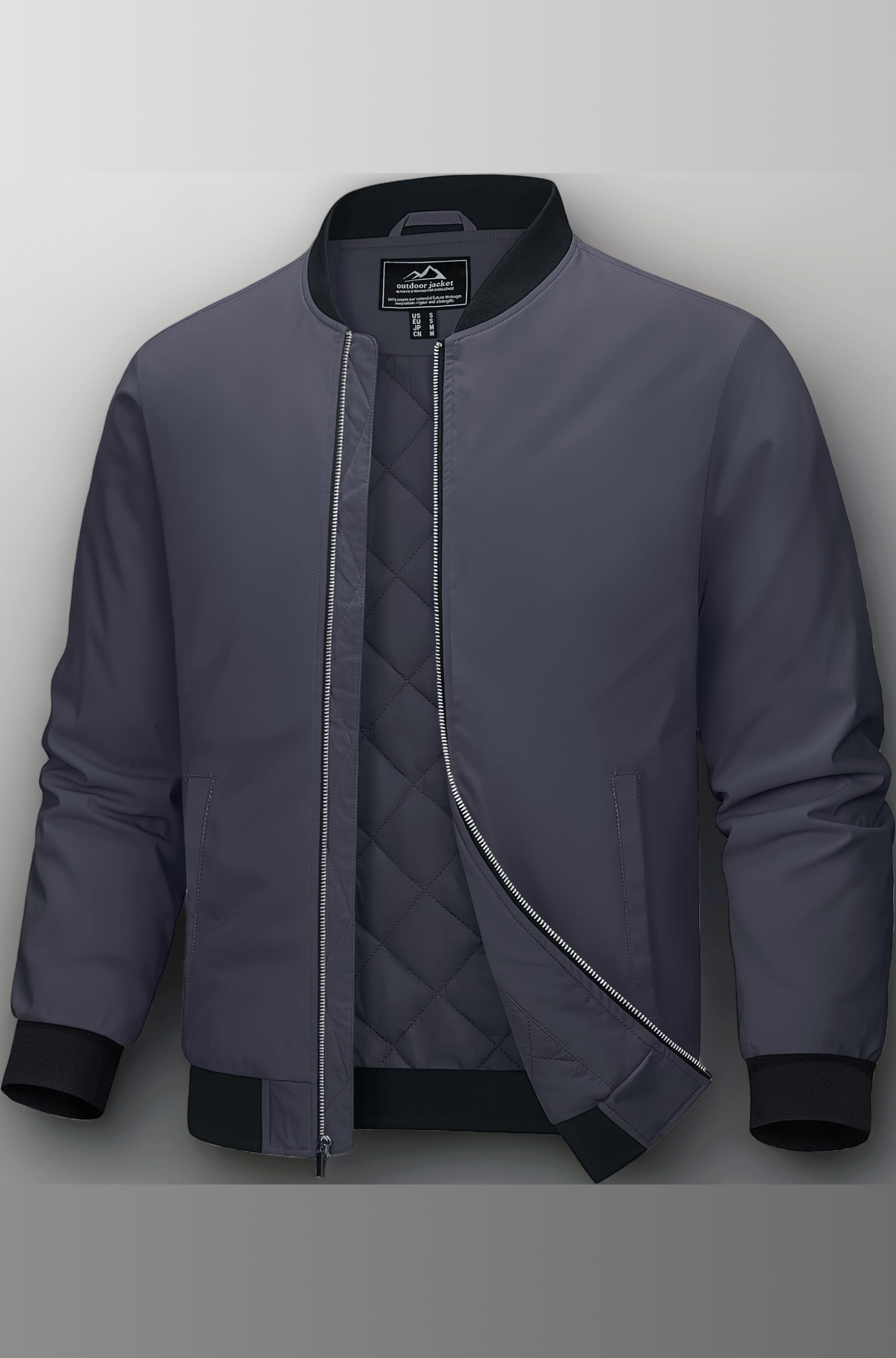 MAGCOMSEN Winter Jacket for Men Bomber Casual Jackets Full Zip Windproof Warm Jacket Quilted Padded Coat