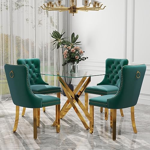 Miniatura 34 de Juego de comedor de cristal de lujo plateado de 5 piezas, juego de mesa de cocina minimalista moderno para 4 personas, juego de comedor con negro +