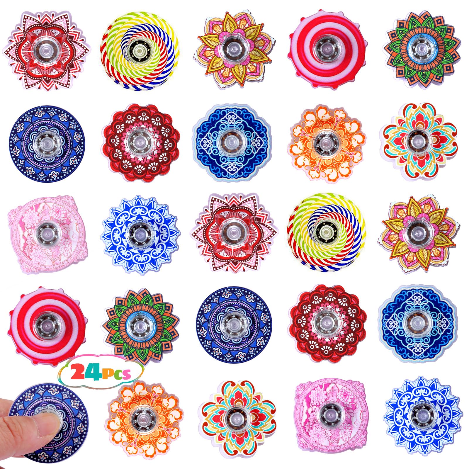 Makorobi 24 Pack Mini Fidget Spinner Toys Goodie Bag Stuffers,Stress Relief Sensory Toys for Kids Teens Autisms,Treasure Box Toy for Classroom Prizes Supplies (Mandala) โ image 1