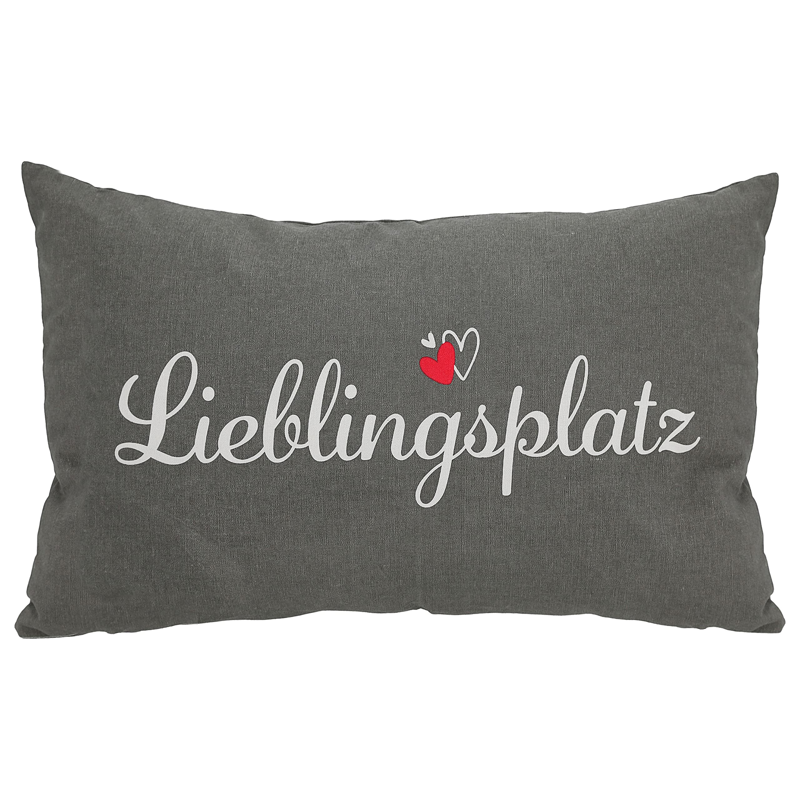 Cepewa Sofakissen Lieblingsplatz mit Reißverschluss | 50x30cm 280g Füllung grau weiß rot | Kuschelkissen Dekokissen waschbar (1 x Sofakissen Lieblingsplatz)