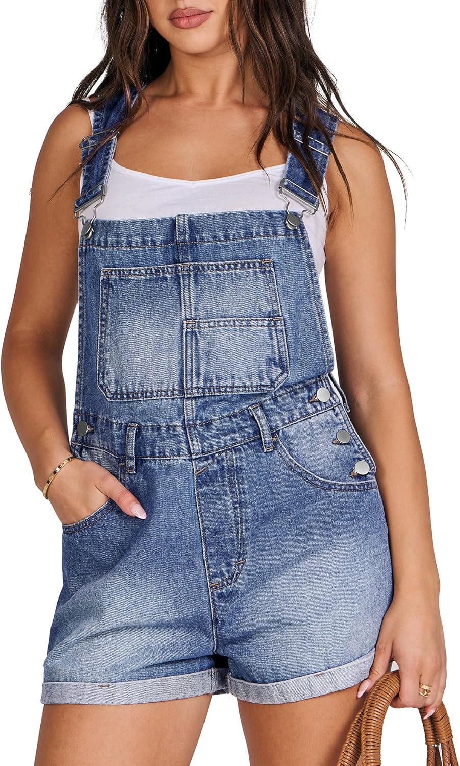 ANRABESS Overalls for Women Denim Shorts Overalls 2026 Summer Casual Loose Fit Adjustable Rompers Jean jumpsuit Bib Shortalls
