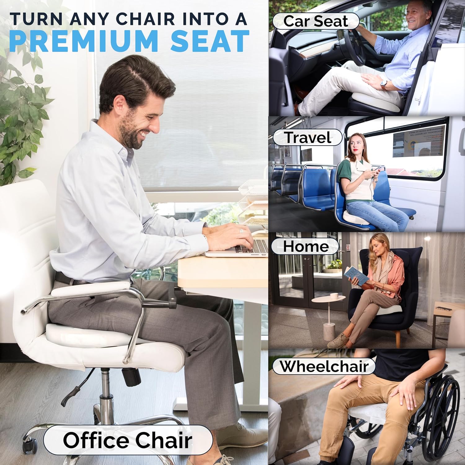 ComfiLife Premium Gel & Memory Foam Seat Cushion – Doctor Recommended Office Chair Cushion, Car Seat Cushion – Chair Cushions for Back & Sciatica Pain Relief – Seat Cushions for Office & Desk (Black) - imagen 2