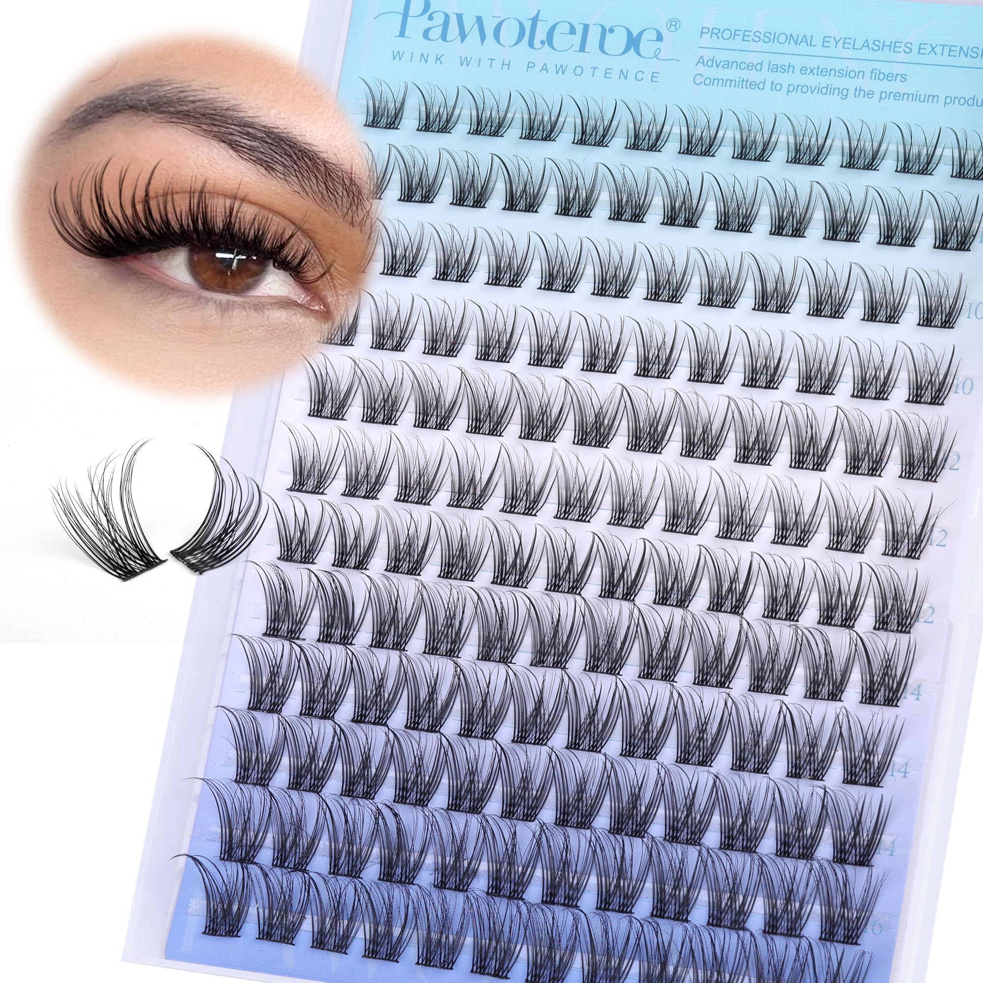 Pawotence Wispy Lash Clusters Natural Eyelash Clusters 8-16mm Cluster Eyelash Extensions 144pcs Fairy Individual Lashes Wispy Cluater Lashes Extension Natural Look