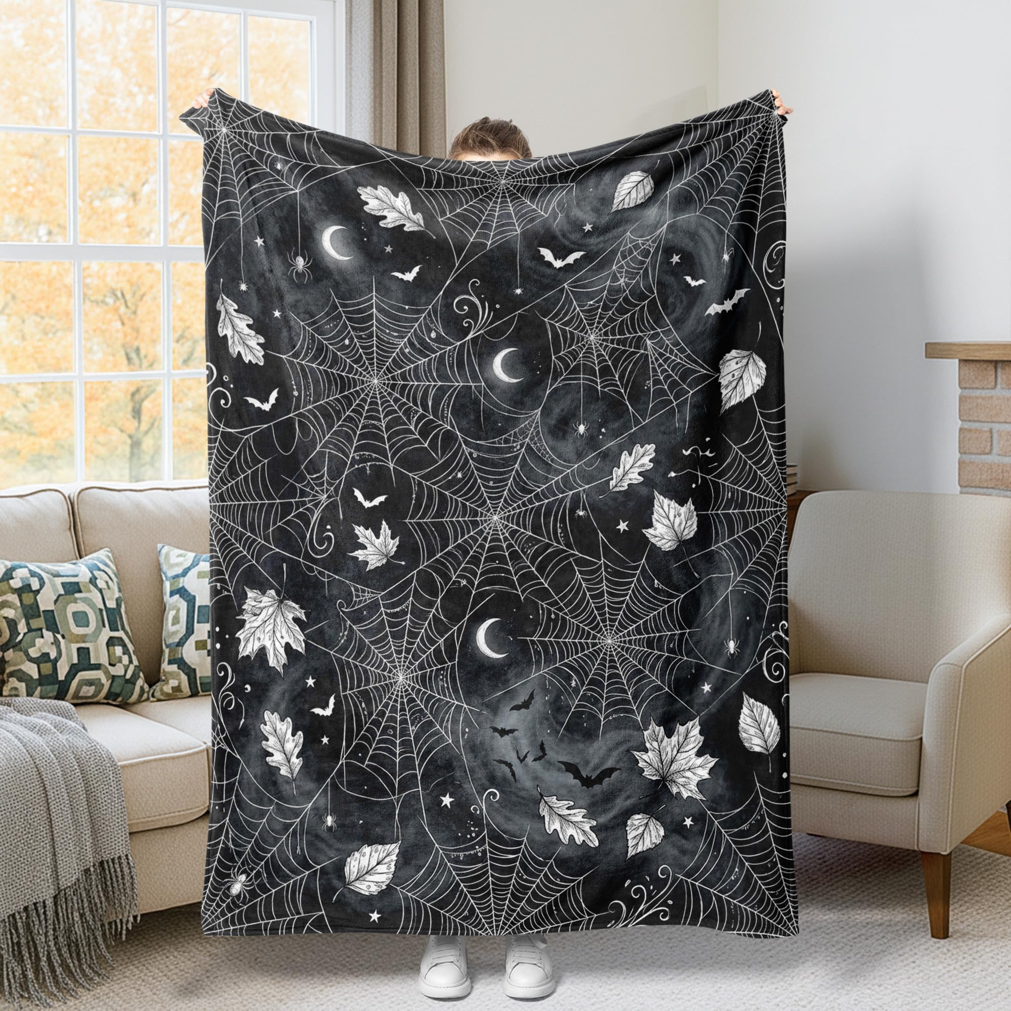 Couverture d'Halloween chauve-souris noire en peluche compacte pour lit et canapé