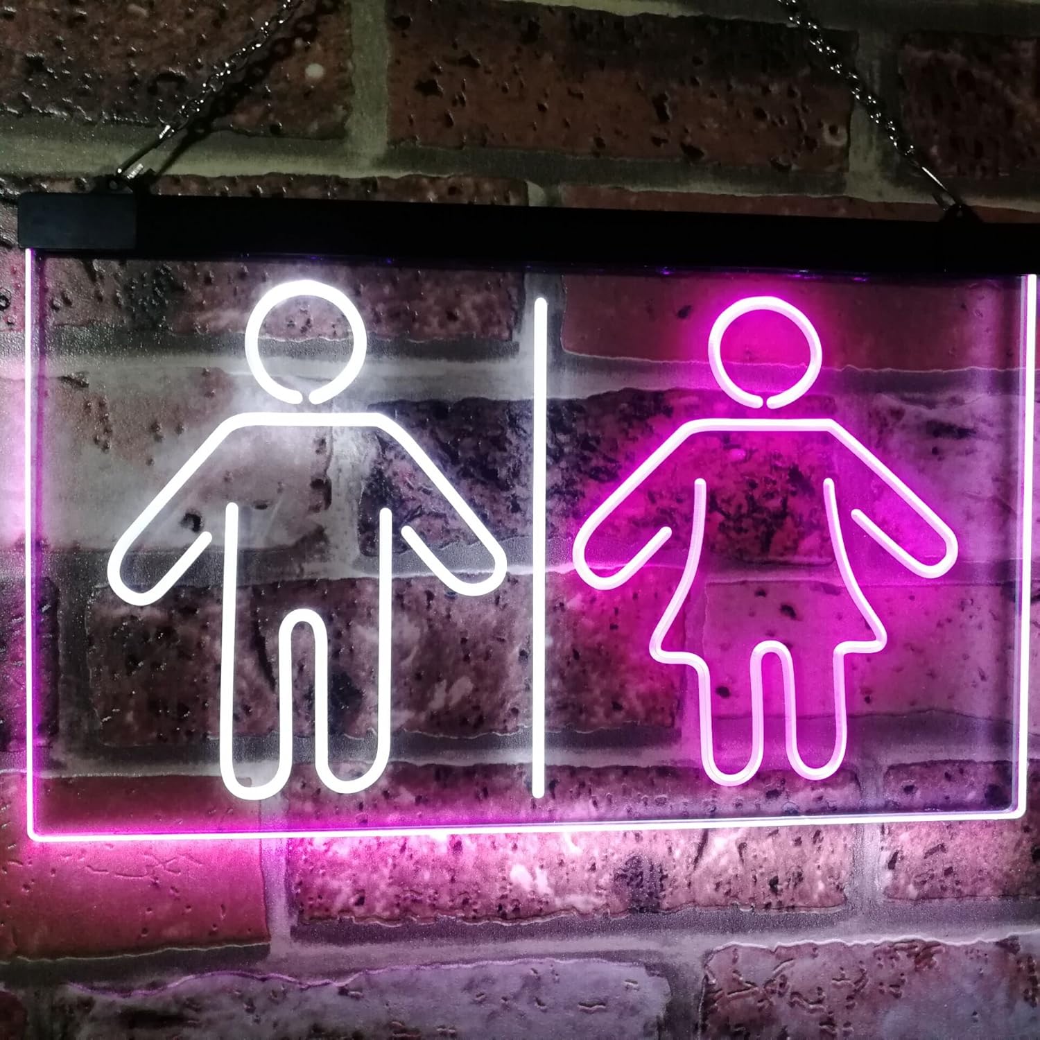 ADVPRO Toilet Man Woman Male Female Washroom WC Restroom Dual Color LED Neon Sign White & Purple 12" x 8.5" st6s32-i3047-wp