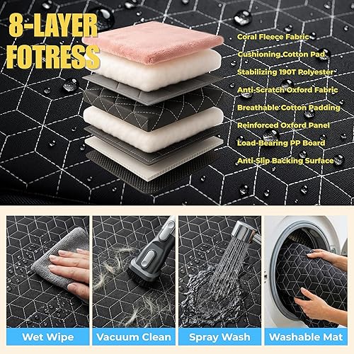 Miniatura 7 de Asiento de coche para perros grandes y medianos Extensor de asiento trasero impermeable para perros con parte inferior dura Varillas de bloqueo