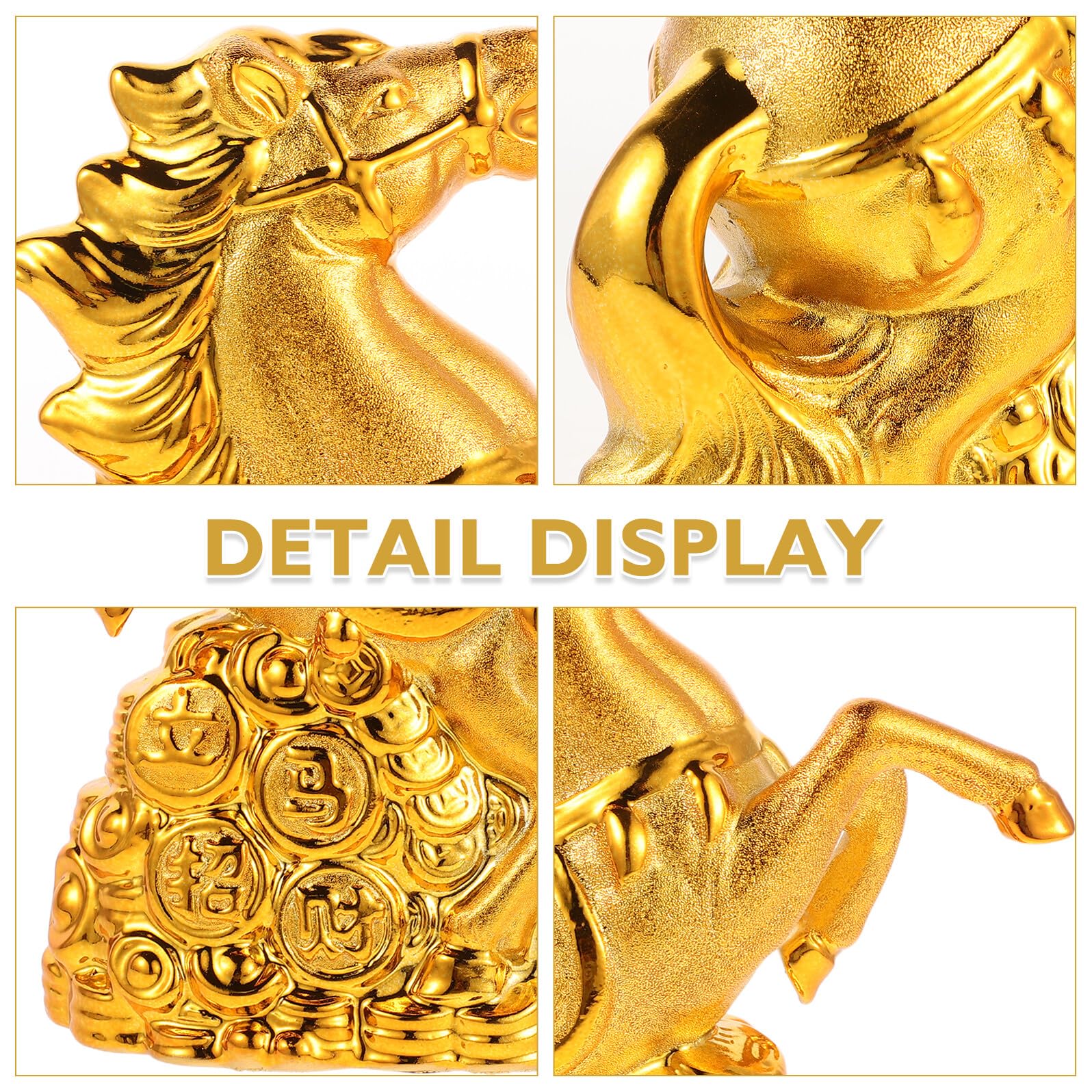 Keramik Spardose Pferd in Gold mit Abnehmbarem Deckel Dekorativer Pferde Sparhalter für Neujahrs Deko und Elegante Tischdekoration im Eingangsbereich