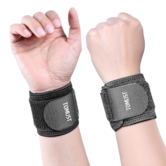 2 PCS Comfortable Wrist Brace Adjustable Wrist Support Compression Wrist Strap for Tendonitis Arthritis Carpal Tunnel Sports Injuries