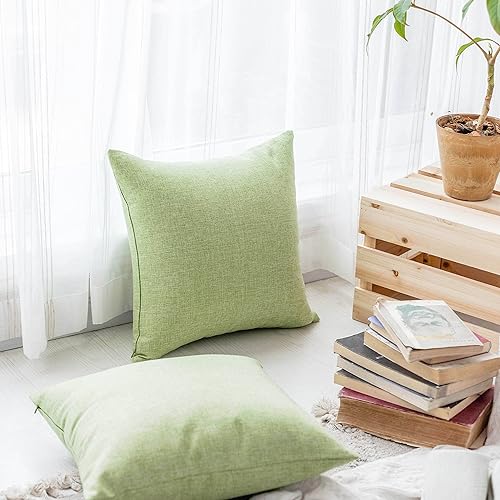 Miniatura 3 de Home Brilliant - Fundas de almohada de lino (2 unidades), Verde césped, 18" x 18"