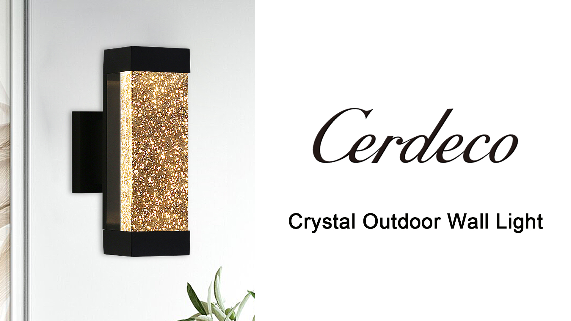Cerdeco Modern Crystal Bubble Outdoor Wall Light, Matte Black
