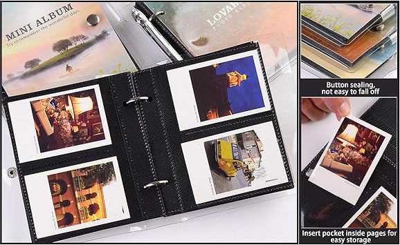 Ablus 100Pockets Mini Photo Album for Fujifilm Instax Mini 7s 8 8+ 9 25 26 50s 70 90 Instant Camera & Name Card (Black moon)