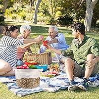 Vista 6 de NUOBESTY Cesta de almacenamiento tejida Soporte de almacenamiento para niños Contenedor tejido de juguete para bebé, papelera para ropa sucia, cesta