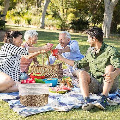Miniatura 6 de NUOBESTY Cesta de almacenamiento tejida Soporte de almacenamiento para niños Contenedor tejido de juguete para bebé, papelera para ropa sucia, cesta