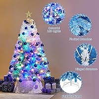 Vista 104 de Yaheetech 7.5ft Pre-lit Spruce Artificial Christmas Tree Snow Flocked Hinges Tree with 550 Multicolor LED Lights & 1284 Branch Tips & Metal Stand