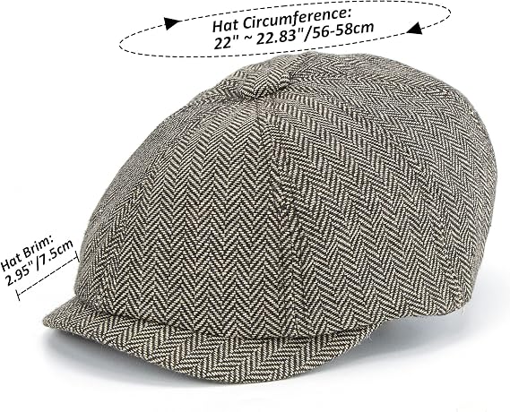 Men's 8 Panel Newsboy-Cap Cotton Gatsby Ivy Golf Adjustable-Flat- Caps Driving-Hat
