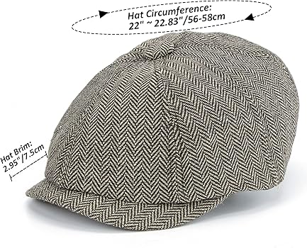 8 Panel Newsboy Hats for Men Herringbone Tweed Hat Gatsby Ivy