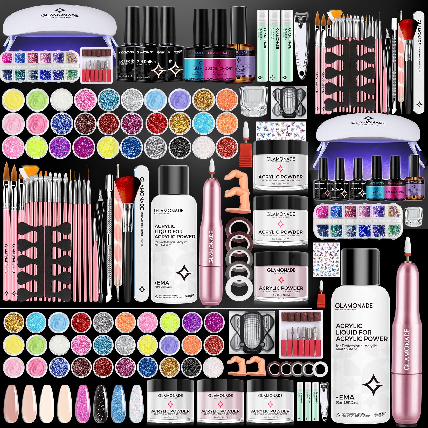 Acrylic Nail Kit for Beginners: Professional Acrylic Nail Kit Set with Everything with Drill Powder Nail Art Starter Tech Kit at Home Salon Gift