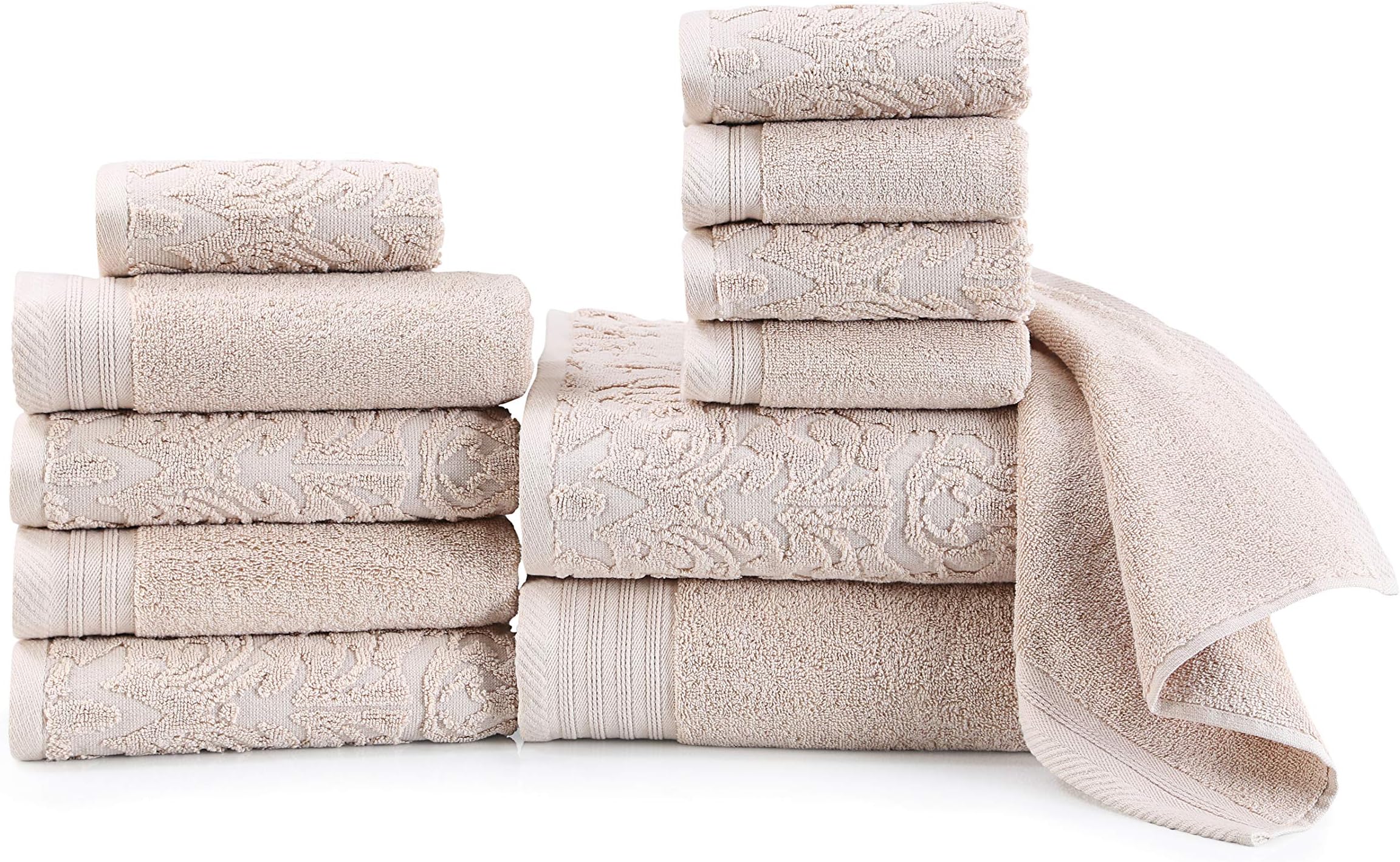 Wicker Park 600 GSM Ultra Soft Luxurious 12-Piece Towel Set (Linen): 2 Bath Towels, 4 Hand Towels, 6 Washcloths, Long-Staple Combed Cotton, Spa Hotel Quality, Super Absorbent, Machine Washable