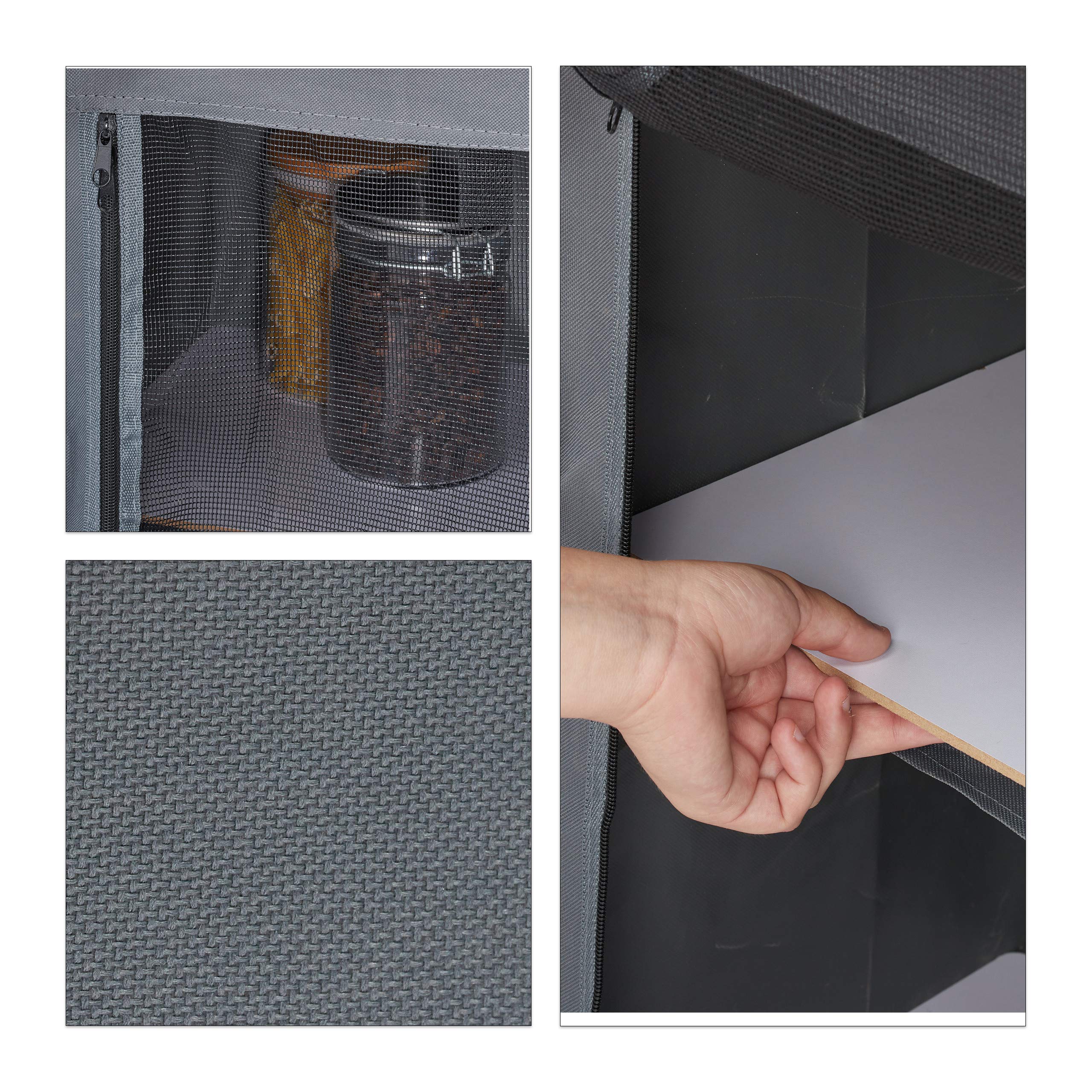 Relaxdays Cuisine de Camping avec Protection Contre Le Vent, Sac Portable, Armoire, Aluminium et MDF, HBT: 111x147x46cm