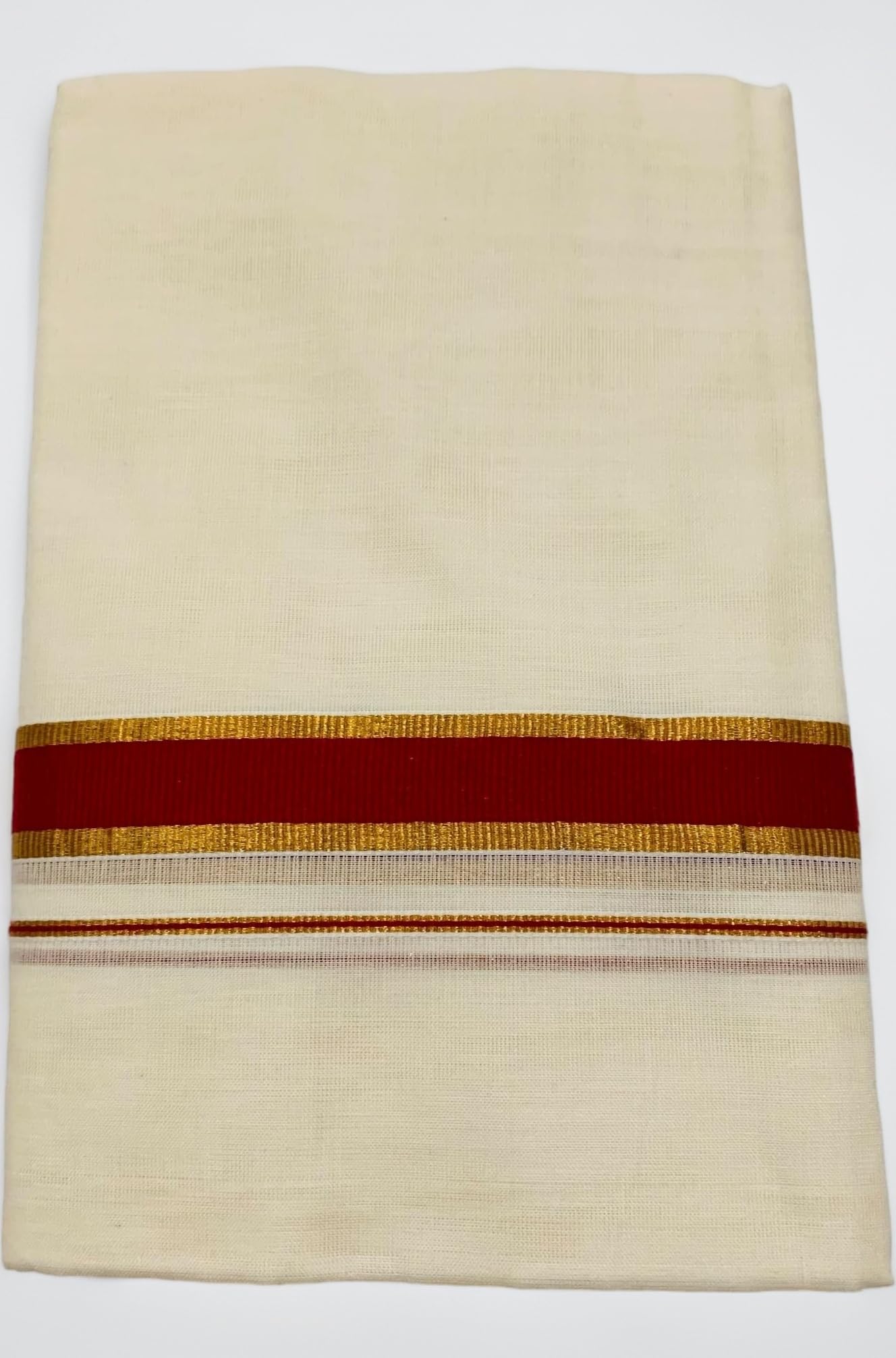 Kuthampully Men's Kerala Kasavu Dhothi Cotton | Golden Kerala Kasavu Mundu | Plain Cotton Dhoti For Men | Traditional South Indian Kasavu Mundu | EKM-604 | Pack -1