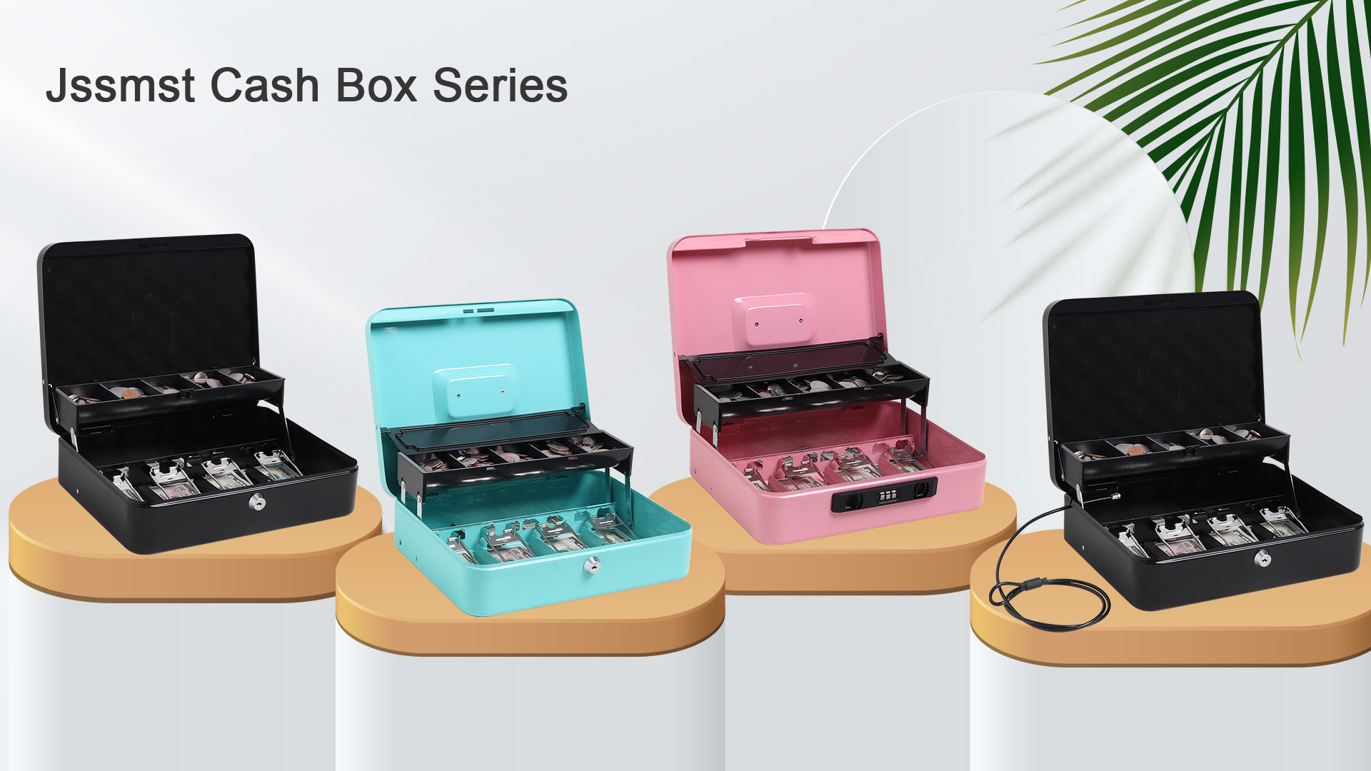 Amazon.com : Jssmst Large Locking Cash Box with Money Tray, Lock