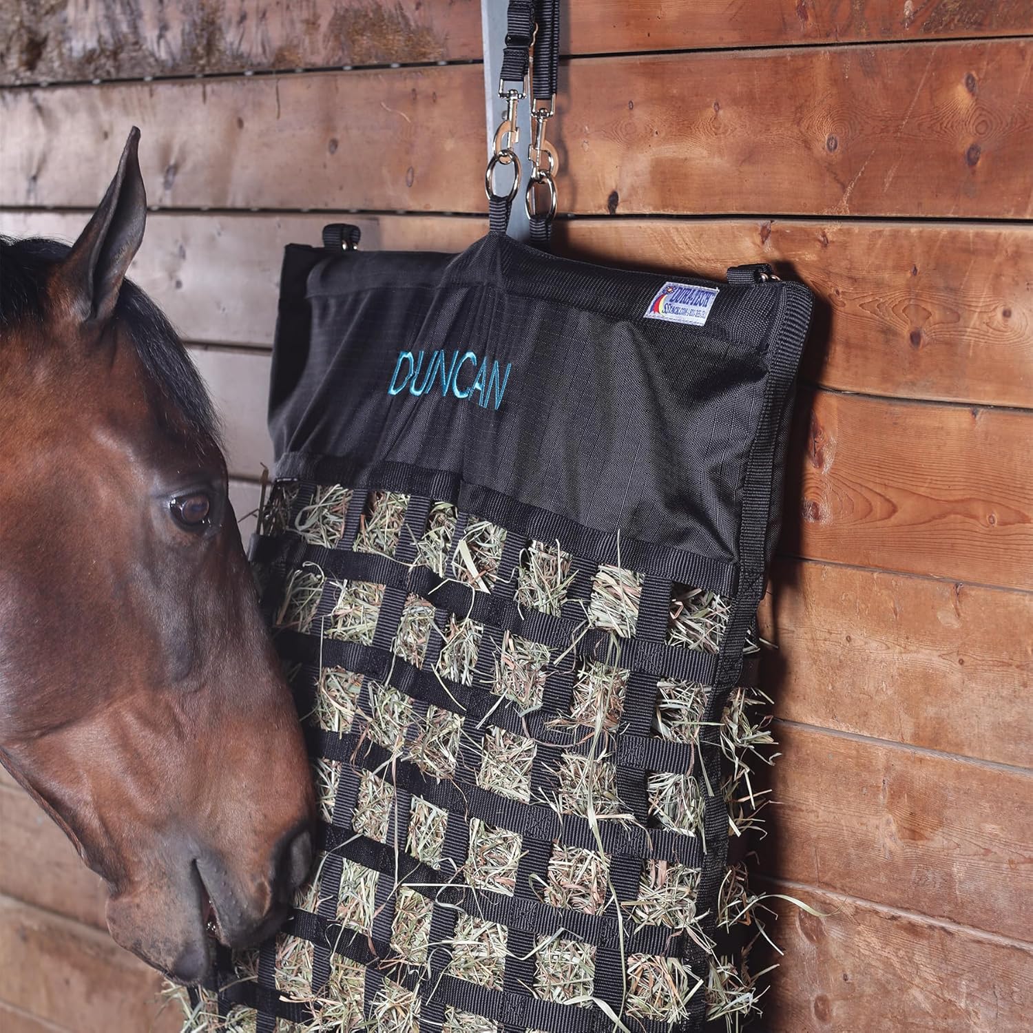 Dura-Tech Easy Load XX-Large 2" Slow Feed Hay Bag for Horses | 5+ Flake Capacity | Ultra-Durable 1200D Polyester | Color Black